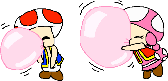 Toad And Toadette Chibi Couple Bubble Gum 1 By Pokegirlrules - Toad (698x337)