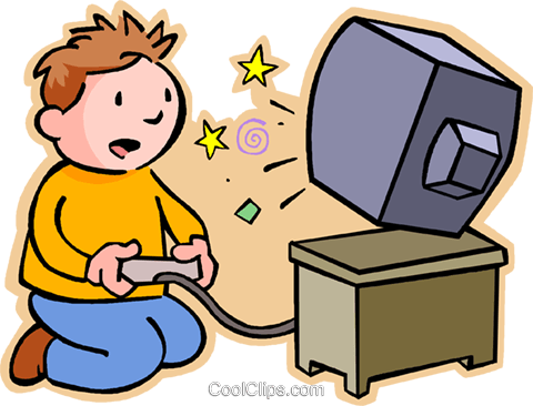 Video Game Clipart - Boy Playing Video Games (480x366)