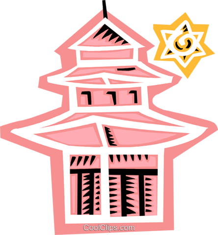 Pagoda Temple Royalty Free Vector Clip Art Illustration - Pagoda Temple Royalty Free Vector Clip Art Illustration (444x480)