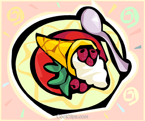 Dessert With Raspberries Royalty Free Vector Clip Art - Cartoon (480x401)
