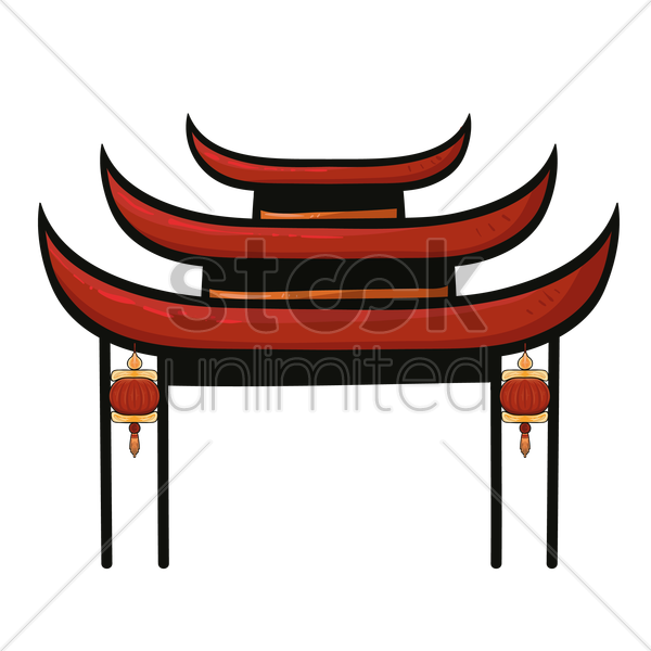 Pagoda Clipart Entrance Gate - Chinese Temple Cartoon Png (600x600)