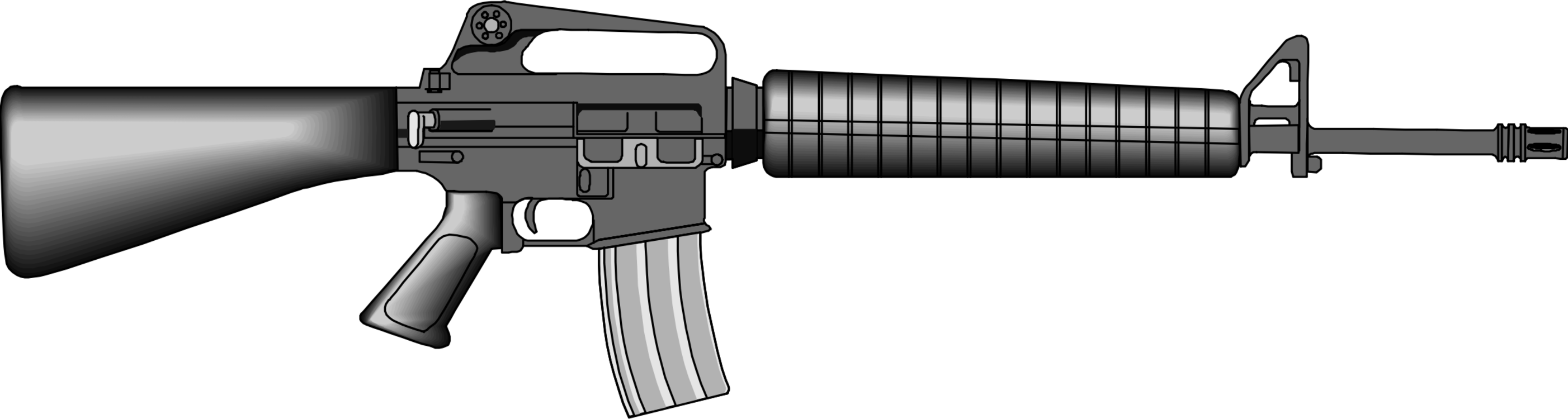 M16 Rifle Weapon Firearm Gun - M16 Clipart (2804x750)
