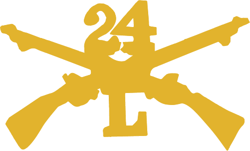 Crossed Guns With 24 Above Crossing And L Below - Rifle (501x302)