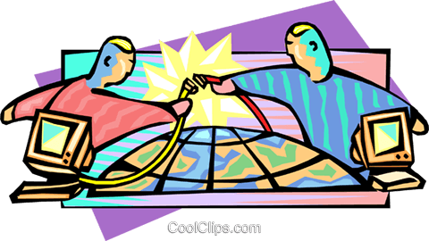 Linking Computers Above Globe Royalty Free Vector Clip - Cartoon (480x270)