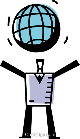 Businessman With A Globe Above His Head Royalty Free - Illustration (277x480)