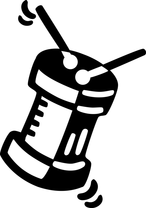 Vector Illustration Of Drum Set Or Drum Kit Percussion - Percussion (493x700)