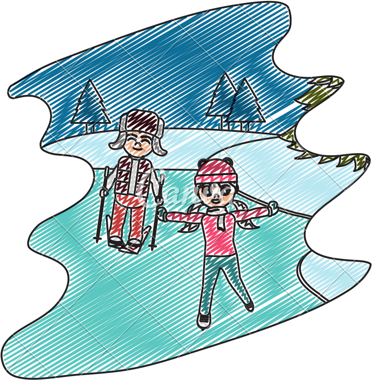 Doodle Children Play In The Ice And Winter Weather - Ice (800x800)