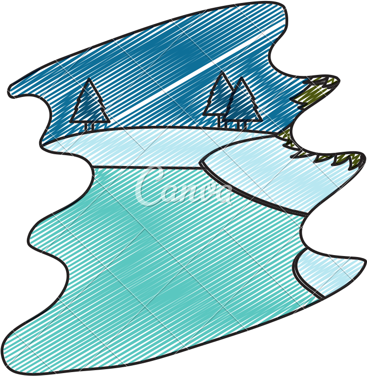 Doodle Nature Winter Weather And Ice River - Vector Graphics (800x800)