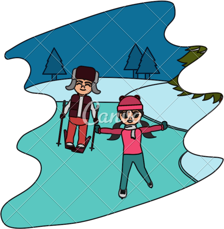 Color Children Play In The Ice And Winter Weather - Ice (800x800)