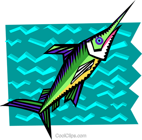 Stylized Swordfish Royalty Free Vector Clip Art Illustration - Clip Art (480x473)
