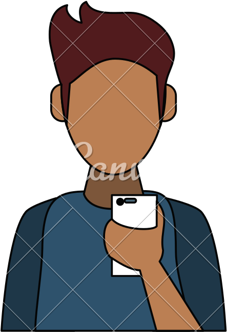 Man With Smartphone Avatar - Stock Illustration (800x800)