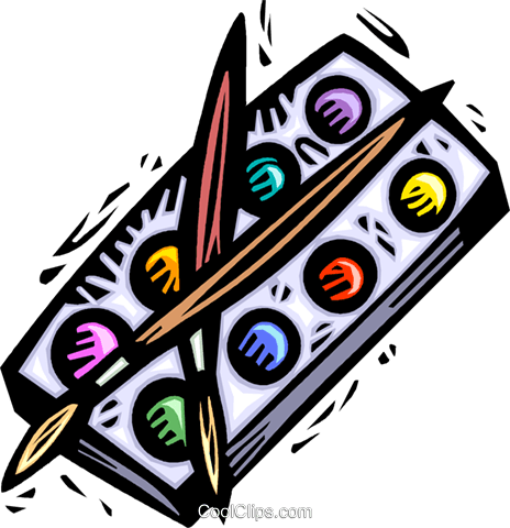 Paint And Brushes Royalty Free Vector Clip Art Illustration - Artist Clipart (464x480)