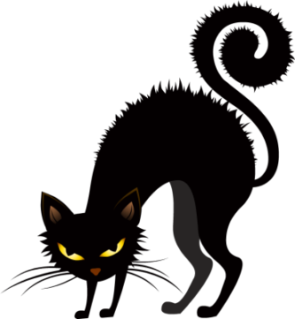 Spooky Clipart Black Cat - Black Cat Halloween Clipart (333x361)