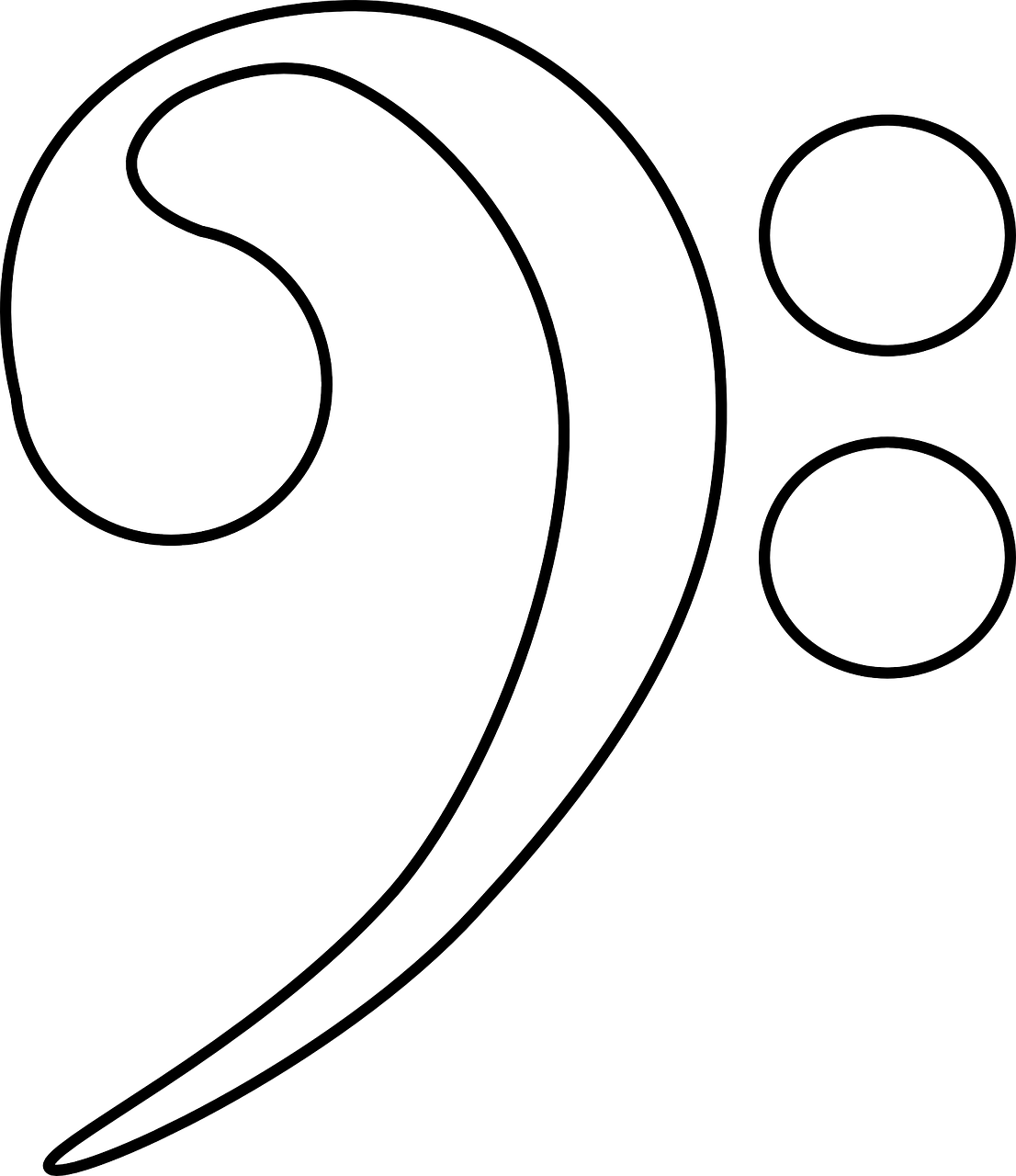 Clef, Music, Bass, Notes, Symbol, Composition, Song - Bass Clef Coloring Page (1106x1280)