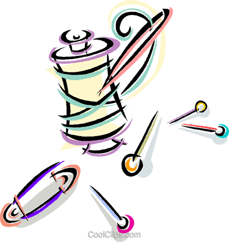 Thread And Assorted Pins Royalty Free Vector Clip Art - Sewing Needle (454x480)