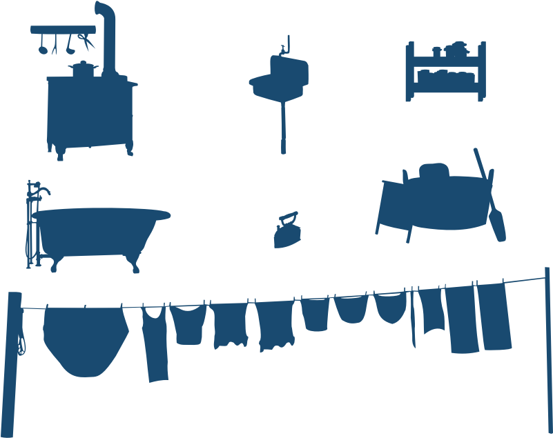 Clipart - Household Silhouettes - Laundry Line Clip Art (800x800)