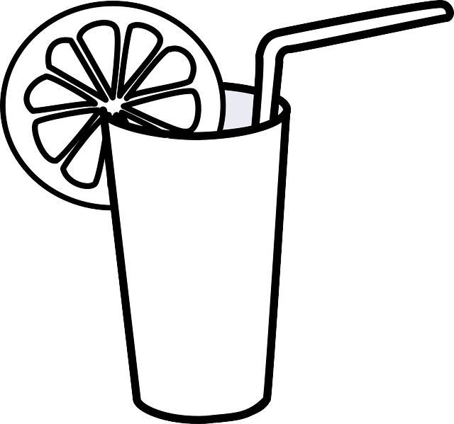 Cup Clipart Straw - Orange Juice Clipart Black And White (640x599)