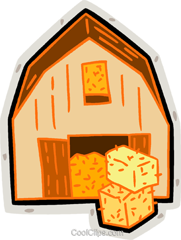 Barn Bales Farm Royalty Free Vector Clip - Scheune Clipart (362x480)