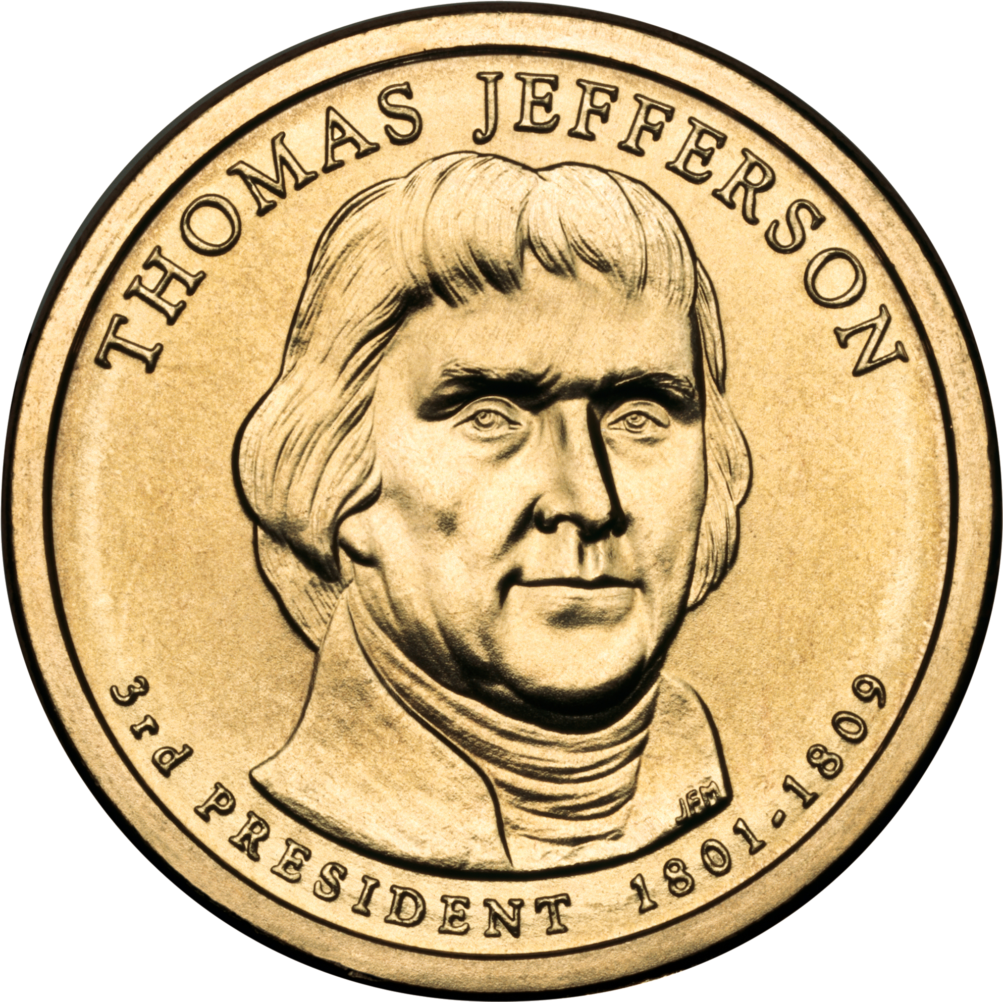 Thomas Jefferson Presidential $1 Coin Obverse - Thomas Jefferson (2000x2000)