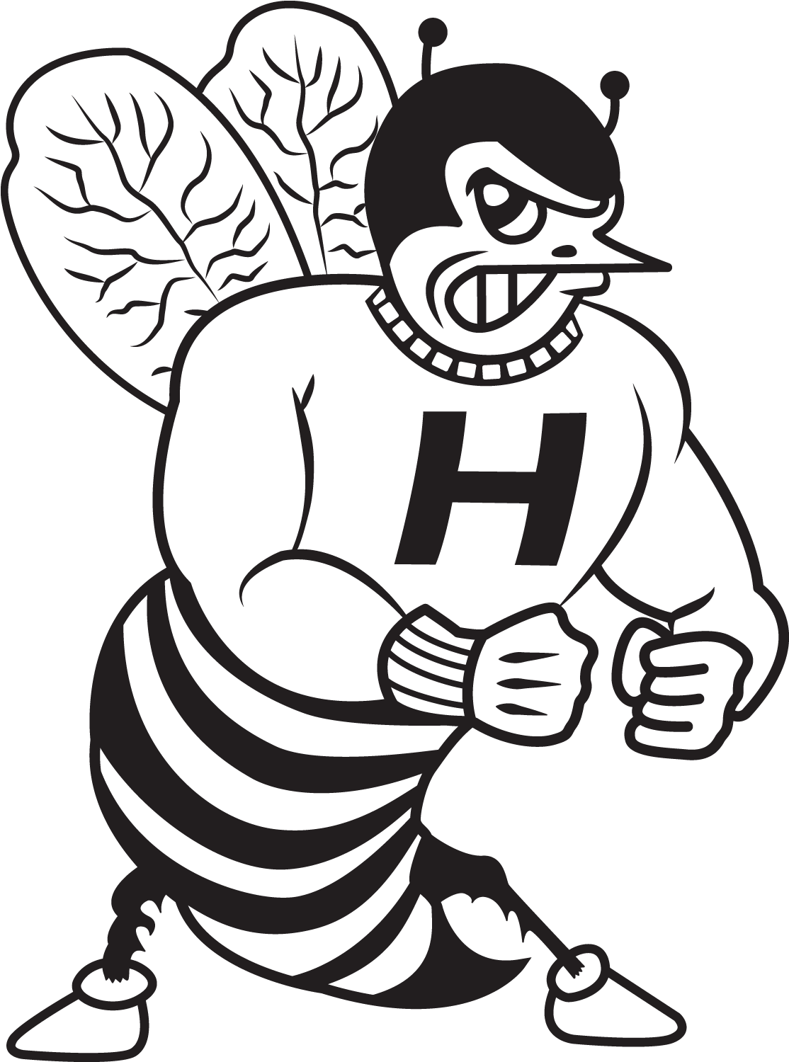Hornet Black & White - Harvard Hornets (1200x1542)