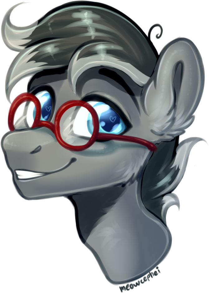 Meowcephei, Bust, Glasses, Heart Eyes, Male, Oc, Oc - Cartoon (754x1024)