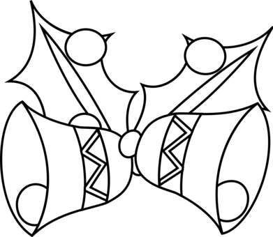Black And White Jingle Bells Drawing - Christmas Bells Black And White (391x340)