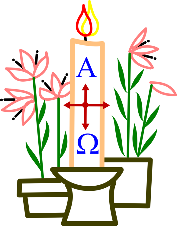 Paschal Candle Easter Baptism Church Service Free Commercial - Clip Art Paschal Candle (586x750)