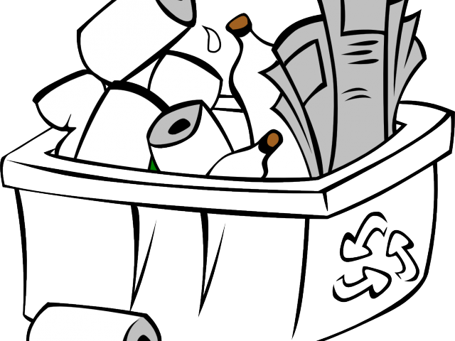 Newspaper Clipart Waste - Recycle Bin Clipart Black And White (640x480)