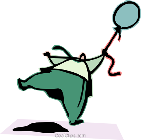 Man Going Up With Balloon Royalty Free Vector Clip - Clip Art (480x478)