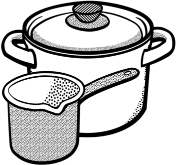 Stock Pots Flowerpot Crock Olla Pottery - Pot Black And White Clipart (363x340)