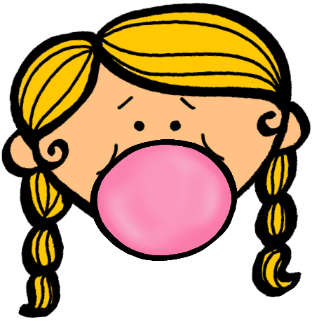 Girl Blowing Bubble Gum Clipart (518x522)