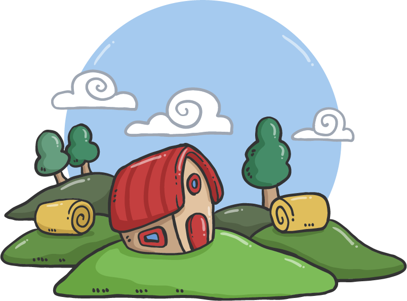 English Sentence Word Housing Clouds Grass Vector - Clip Art (804x594)