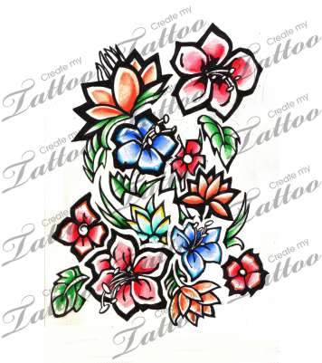 Marketplace Tattoo Tropical Flower / Floral Arrangement - Scorpion King Tattoo (400x400)