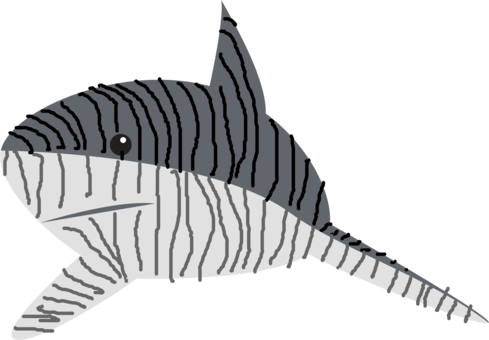 Tiger Shark Drawing Line Art Great White Shark - Tiger Shark Clipart (489x340)