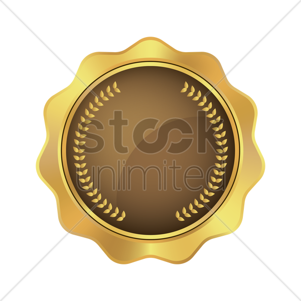 Badge - Royaltyfree - Brown And Gold Badge (600x600)