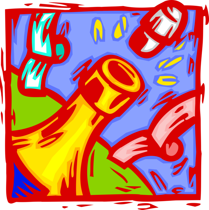 Vector Illustration Of Champagne Carbonated Sparkling - Clip Art (694x700)