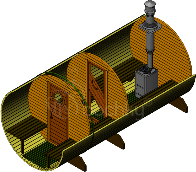 Barrel Sauna Lux With Porch - Sauna Barrel 3 Sections (700x605)