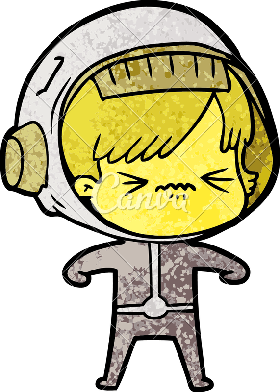 Cartoon Astronaut Woman Vector Illustration Design - Vector Graphics (571x800)