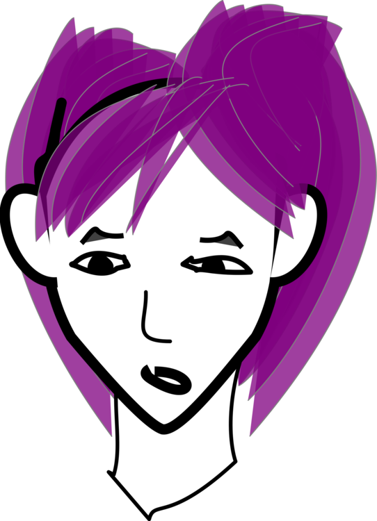Violet Hair Girl Woman Lilac - Girl With Short Purple Hair Clipart (542x750)