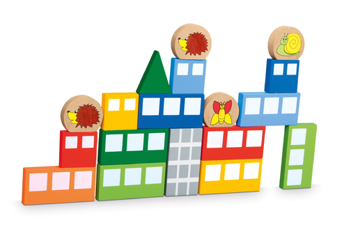 Kids' Wooden Stacking Blocks And Catapult Set - Baby Toys (500x500)