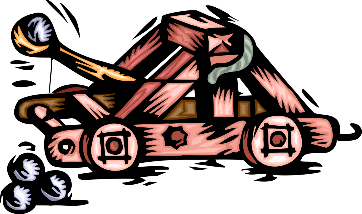 Vector Illustration Of Medieval Catapult Trebuchet - Free Catapult Clipart (1187x700)