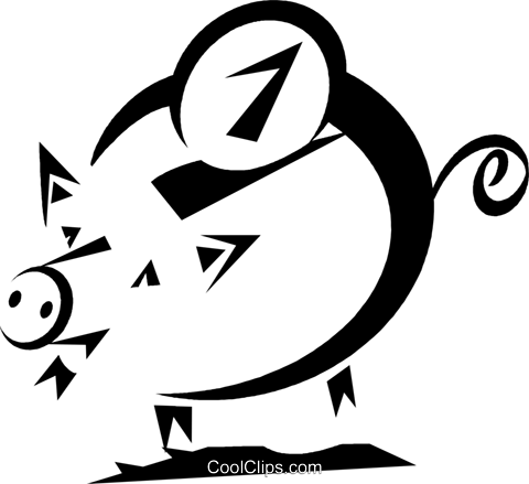 Coin Being Put Into A Piggy Bank Royalty Free Vector - Coin Being Put Into A Piggy Bank Royalty Free Vector (480x439)