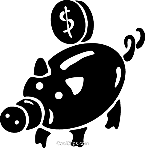 Coin Being Put Into A Piggy Bank Royalty Free Vector - Illustration (471x480)