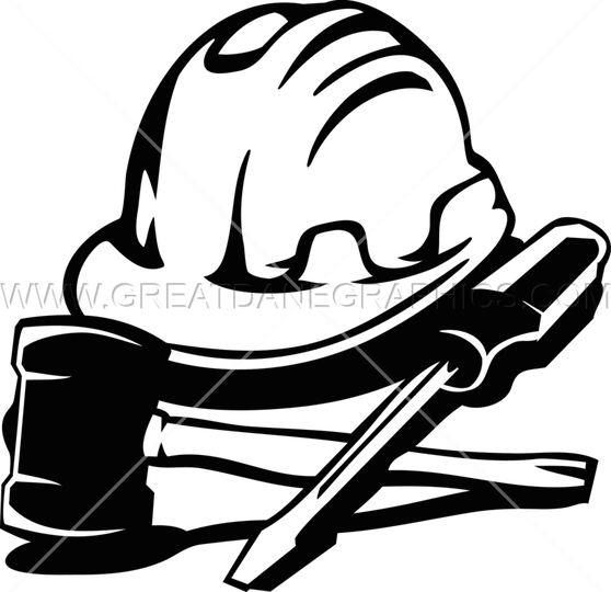 Mining Drawing Hard Labor - Hard Hat & Tools (558x540)