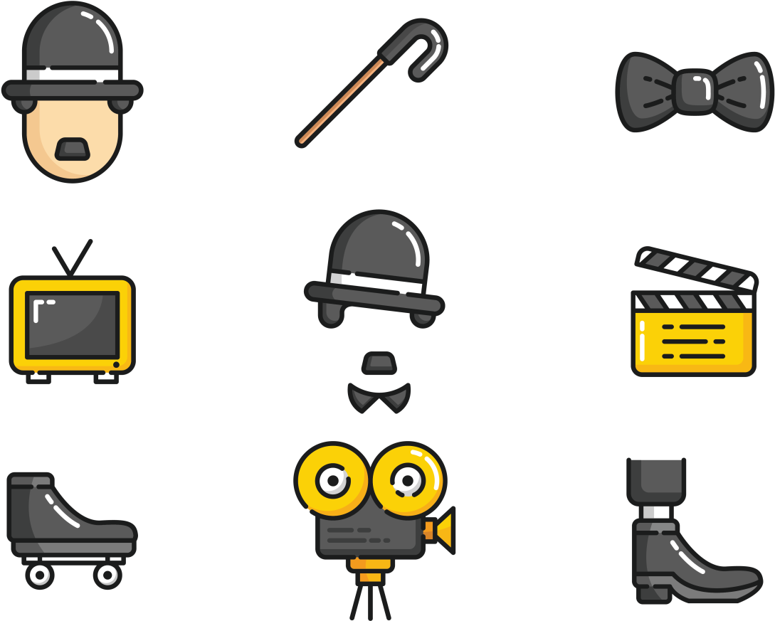 Charlie Chaplin Icons Vector - Cartoon (1400x980)