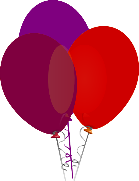 Purple And Red Balloons Clip Art - Birthday Balloons (456x592)