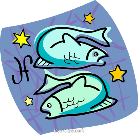 Pisces Royalty Free Vector Clip Art Illustration - Cartoon (480x470)