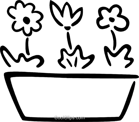 Potted Flowers Royalty Free Vector Clip Art Illustration - Vaso De Flores Vetor (480x422)