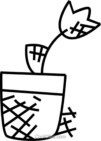 Potted Plants And Flowers Royalty Free Vector Clip - Illustration (344x480)