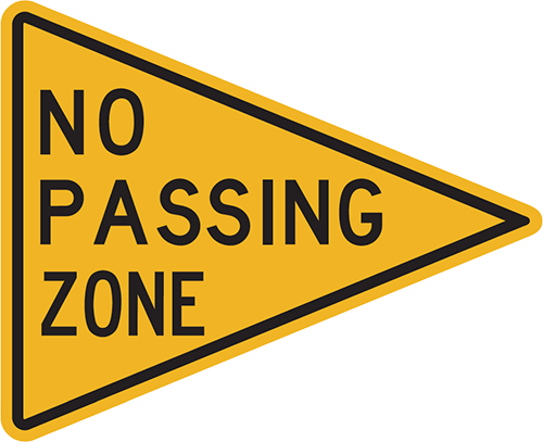 No Passing - No Passing Zone Road Sign (500x407)